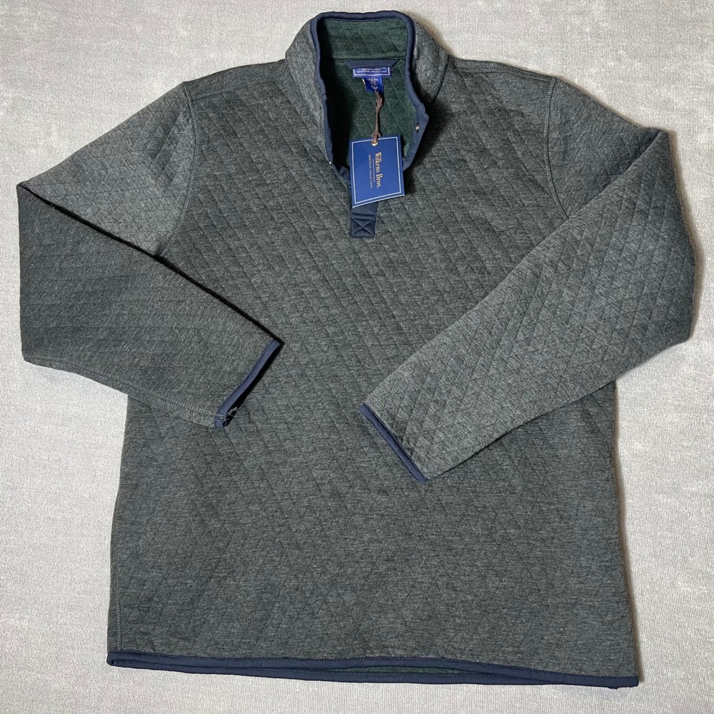 Wilkens Bros Heritage Collection Mens XL Quilted Snap Mock Neck Pullover Gray